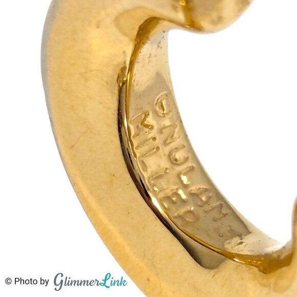 Vintage Nolan Miller Glamour Collection Gold Tone Rhinestone Hoop Earrings 1990s - Picture 10 of 11